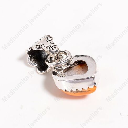 Natural Orange Spiny Oyster Shell Heart Shape Pendant 925 Sterling Silver Pendant, Statement Pendant Necklace Orange Stone pendant Gift For her in Kuwait