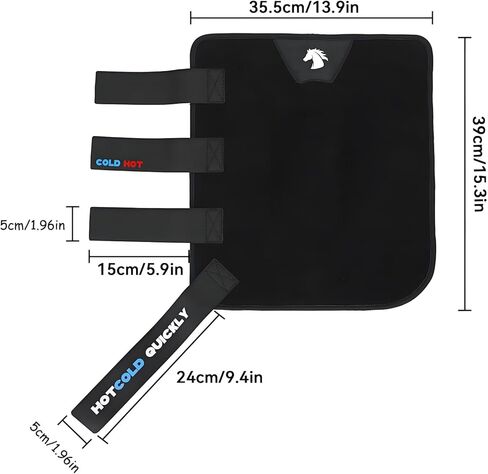 Twin Horse Leg Wraps, Hot & Cold Dual Use Graphene 40-Min Temperature Retention, Detachable Anti-Slip Boots for Hocks Knees Ankles with Storage Bag, Black HCHG01-twin in Kuwait