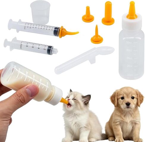 Pet Feeding Kit Kitten Bottle Feeding Set with Nursing Nipples, Portable Storage Case, Emergency Feeding Supplies, Replaceable Accessories for Newborn Kittens and Puppies,Rabbits in Kuwait
