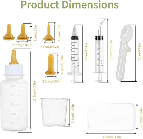 Pet Feeding Kit Kitten Bottle Feeding Set with Nursing Nipples, Portable Storage Case, Emergency Feeding Supplies, Replaceable Accessories for Newborn Kittens and Puppies,Rabbits in Kuwait