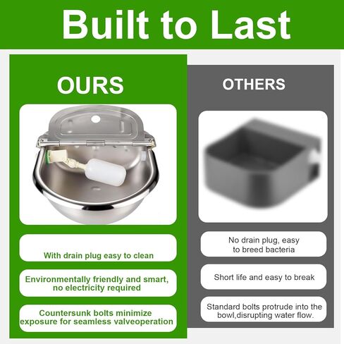 Automatic Drinking Water Bowl with Float Valve, 304 Stainless Steel self-Filling Waterer,for Farms and backyards, Poultry and Livestock. in Kuwait