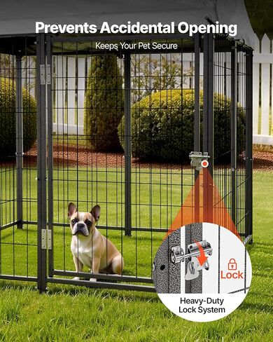 VEVOR Outdoor Dog Kennel, 3.67 x 3.78 x 4.1 ft Large Dog Kennel with Secure Lock, Outside Dogs Enclosures with UV-Resistant & Waterproof Roof Cover, Heavy Duty Pet Crate Cage Run for Large Dogs in Kuwait