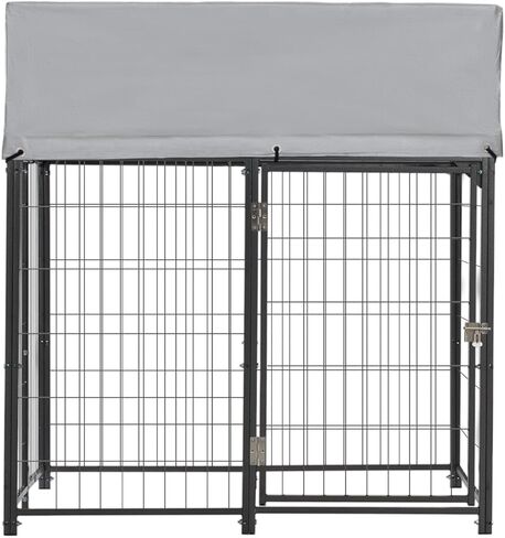 VEVOR Outdoor Dog Kennel, 3.67 x 3.78 x 4.1 ft Large Dog Kennel with Secure Lock, Outside Dogs Enclosures with UV-Resistant & Waterproof Roof Cover, Heavy Duty Pet Crate Cage Run for Large Dogs in Kuwait