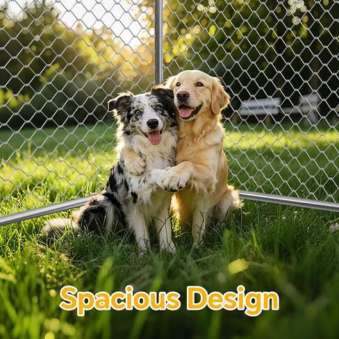 7.8x7.8 FT Heavy Duty Dog Kennel Outdoor with Lockable Door & Waterproof Cover - Galvanized Steel Enclosure for Large Dogs, Weatherproof Pet Playpen in Kuwait