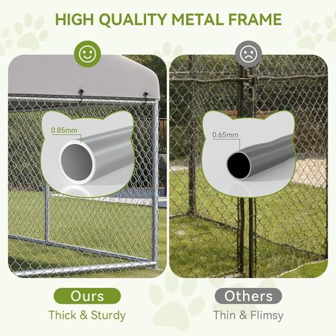 COMHOMA 10×10FT Outdoor Dog Kennel with Roof,Heavy Duty Metal Dog Enclosure with Weather-Resistant Cover & Secure Lock for Medium Large Dogs in Kuwait