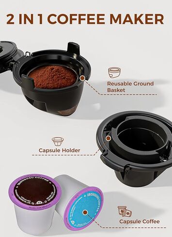 COWSAR Commercial Single Serve Coffee Maker, K Cup Coffee Brewer for Capsule and Ground Coffee, Capsule Coffee Machine with 40 Oz Water Tank, Instant-Heat, 5 Brew Sizes Up To 14 Oz, Classic Black in Kuwait