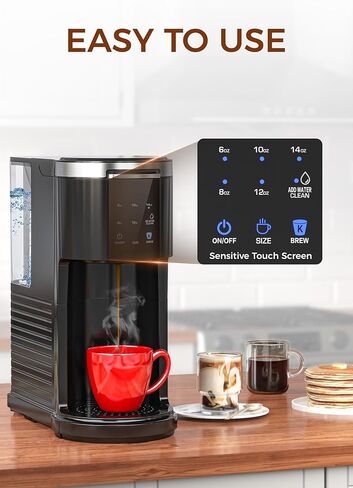 COWSAR Commercial Single Serve Coffee Maker, K Cup Coffee Brewer for Capsule and Ground Coffee, Capsule Coffee Machine with 40 Oz Water Tank, Instant-Heat, 5 Brew Sizes Up To 14 Oz, Classic Black in Kuwait