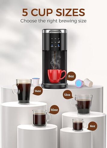 COWSAR Commercial Single Serve Coffee Maker, K Cup Coffee Brewer for Capsule and Ground Coffee, Capsule Coffee Machine with 40 Oz Water Tank, Instant-Heat, 5 Brew Sizes Up To 14 Oz, Classic Black in Kuwait
