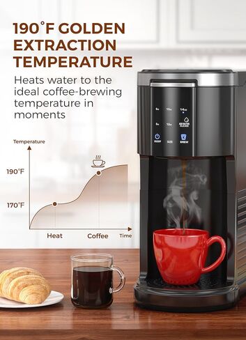 COWSAR Commercial Single Serve Coffee Maker, K Cup Coffee Brewer for Capsule and Ground Coffee, Capsule Coffee Machine with 40 Oz Water Tank, Instant-Heat, 5 Brew Sizes Up To 14 Oz, Classic Black in Kuwait