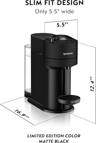 Nespresso Vertuo Next Coffee and Espresso Maker by De'Longhi, Matte Black in Kuwait