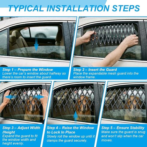 2 Pcs Car Truck Window Pet Gate, Extendable Car Window Dog Puppy Ventilation Grill Mesh Vent Security Lattice Telescopic Fence for Trucks SUV Pet Safety Protection Summer Air Ventilation in Kuwait