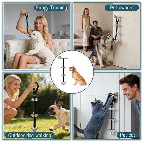 Dog Doorbell for Potty Training, Adjustable Length with 7 Extra Loud Bells, Black Nylon Strap with Metal Bells, 31-33 Inches in Kuwait