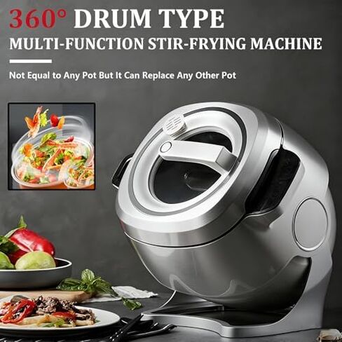 Automatic Stir Fry Robot, 6L Smart Cooking Pot with 360° Rotation, 2000W Electric Wok for Fried Rice and Stewing, Non-Stick Indoor Kitchen Appliance in Kuwait