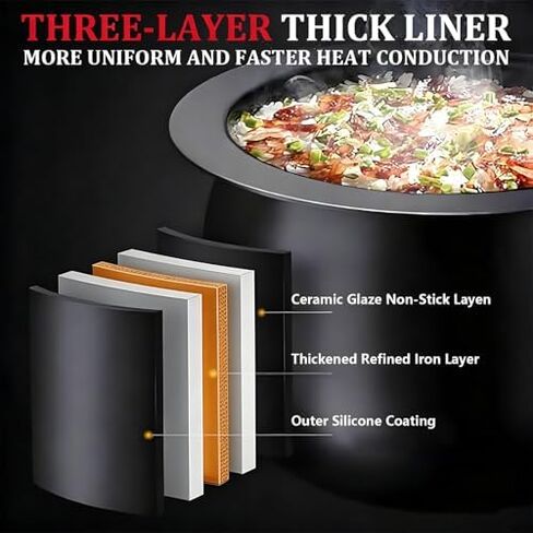 6L Automatic Stir Fry Cooker, 2000W Portable Electric Wok with Smart Touch Screen, 360 Rotating Pot for Healthy Meals, Non Stick Inner Bowl, Easy Clean Kitchen Appliance in Kuwait