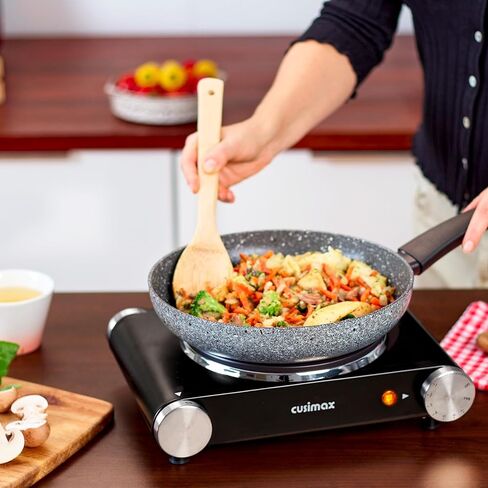 CUSIMAX Electric Burner Hot Plate for Cooking Cast Iron hot plates, Adjustable Temperature Control, Non-Slip Rubber Feet Stainless Steel Easy to Clean, Your Kitchen Assistant in Saudi Arabia