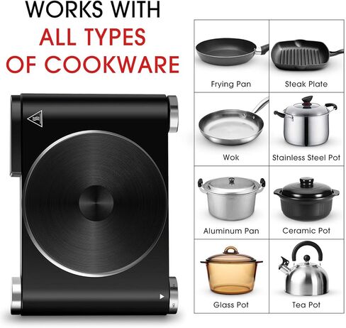 CUSIMAX Electric Burner Hot Plate for Cooking Cast Iron hot plates, Adjustable Temperature Control, Non-Slip Rubber Feet Stainless Steel Easy to Clean, Your Kitchen Assistant in Saudi Arabia