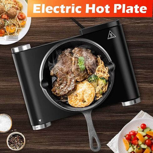 CUSIMAX Electric Burner Hot Plate for Cooking Cast Iron hot plates, Adjustable Temperature Control, Non-Slip Rubber Feet Stainless Steel Easy to Clean, Your Kitchen Assistant in Saudi Arabia