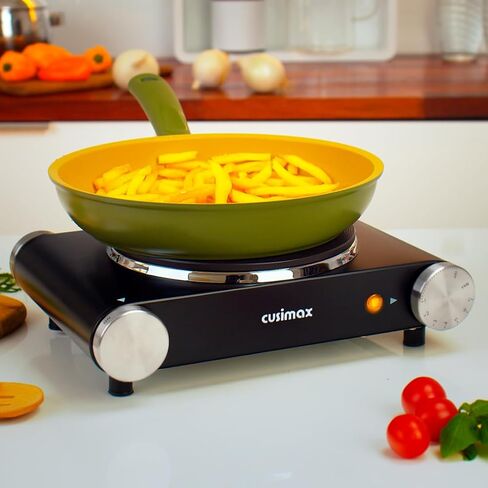CUSIMAX Electric Burner Hot Plate for Cooking Cast Iron hot plates, Adjustable Temperature Control, Non-Slip Rubber Feet Stainless Steel Easy to Clean, Your Kitchen Assistant in Saudi Arabia