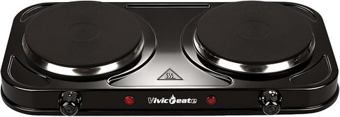 Vivicreate Electric Hot Plate, Portable Countertop Electric Cooktop, Adjustable Temperature Control, 110V Extra Burner for Apartment, Dorm, RV, Small Kitchen (Double Coil Burner) in Saudi Arabia
