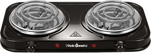 Vivicreate Electric Hot Plate, Portable Countertop Electric Cooktop, Adjustable Temperature Control, 110V Extra Burner for Apartment, Dorm, RV, Small Kitchen (Double Coil Burner) in Saudi Arabia