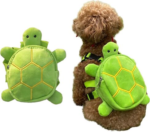 StarSnowe×Pet Backpack Harness, Cute No-Pull Dog Saddle Bags with Adjustable Straps& D-Ring, Self Carrier Poopbag Holder for Outdoor Travel Hiking, Turtle in Kuwait