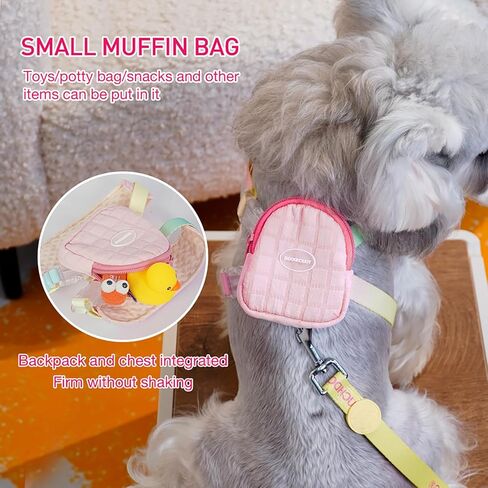 TOUCHDOG - Adjustable Dog Harness Backpack for Small Dogs, Lightweight Hiking Bag with Snack Pouch & Poop Bag Dispenser (Pink, Small) (Pink, Small) in Kuwait