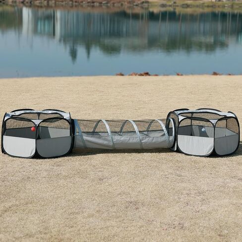Outdoor Cat Enclosure,Cat Playground Tent for Outdoor and Indoor Playpen Portable Cat Tunnels, Foldable Cat Tubes Toys for Kitten, Puppy, Rabbit and Small Animals(2 Small Hexagonal Cubes+Tunnel) in Kuwait