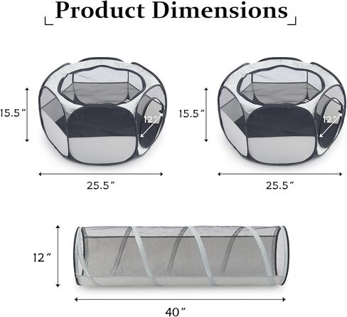 Outdoor Cat Enclosure,Cat Playground Tent for Outdoor and Indoor Playpen Portable Cat Tunnels, Foldable Cat Tubes Toys for Kitten, Puppy, Rabbit and Small Animals(2 Small Hexagonal Cubes+Tunnel) in Kuwait