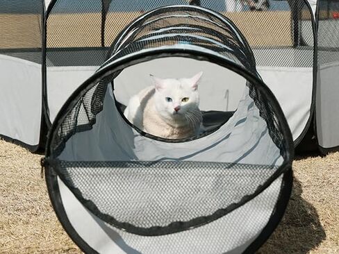 Outdoor Cat Enclosure,Cat Playground Tent for Outdoor and Indoor Playpen Portable Cat Tunnels, Foldable Cat Tubes Toys for Kitten, Puppy, Rabbit and Small Animals(2 Small Hexagonal Cubes+Tunnel) in Kuwait