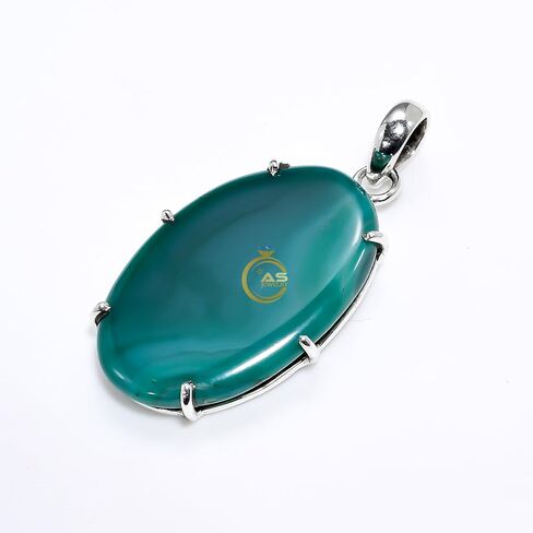 Natural Top Quality Green Onyx Gemstone 925 Sterling Silver Handmade Statement Pendant for Women Gift for Women in Kuwait