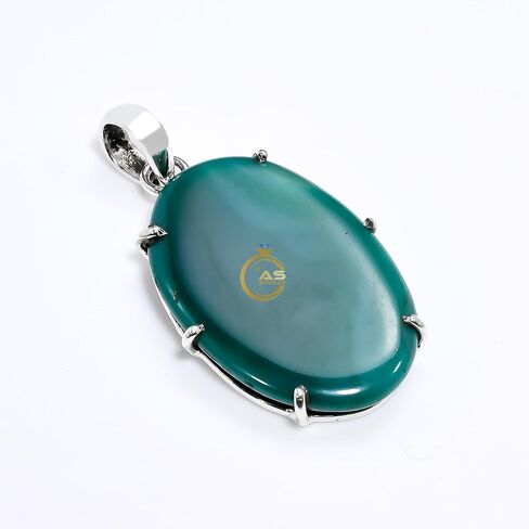 Natural Top Quality Green Onyx Gemstone 925 Sterling Silver Handmade Statement Pendant for Women Gift for Women in Kuwait