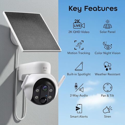 كاميرا أمان ذكية للمنزل من Geeni Insight - 2K Quad HD، واي فاي، كشف الحركة، رؤية ليلية، صوت ثنائي الاتجاه - مراقبة الطفل، تخزين بطاقة Cloud وSD، متوافقة مع Alexa وGoogle Home in Kuwait