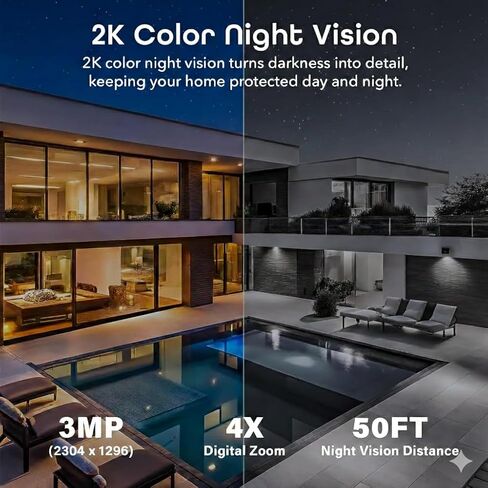 كاميرا أمان ذكية للمنزل من Geeni Insight - 2K Quad HD، واي فاي، كشف الحركة، رؤية ليلية، صوت ثنائي الاتجاه - مراقبة الطفل، تخزين بطاقة Cloud وSD، متوافقة مع Alexa وGoogle Home in Kuwait