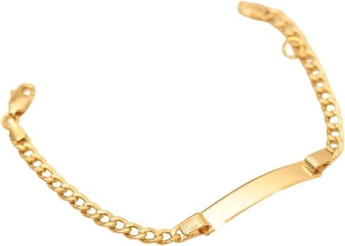 Gold Handmade Bar Bracelet - 14K or 18K Elegant Sturdy Bracelet - Cubin Link Chain Jewelry - Customize Engraved Bracelet - Gift for Her in Kuwait