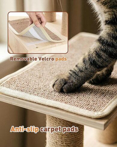 3-in-1 Pet Stairs for Cats, 7.87" Depth Pet Steps for Cat, Wood Cat Stairs for High Bed and Sofa, 1 Condo Cave, Scratching Post, Sturdy Indoor Pet Stairs with Non-Slip Carpet Pads in Kuwait