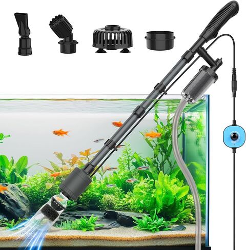 fishkeeper Electric Aquarium Gravel Cleaner, 6 in 1 Automatic Fish Tank Cleaning Tools Gravel Vacuum for Aquarium, Suitable for Water Change Wash Sand Water Circulation Adjustable Flow (25W, 265GPH) in Kuwait