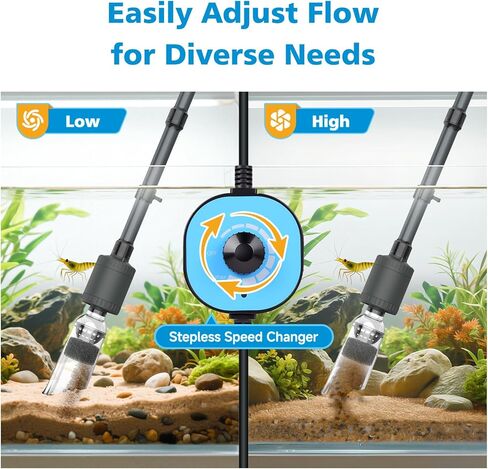 fishkeeper Electric Aquarium Gravel Cleaner, 6 in 1 Automatic Fish Tank Cleaning Tools Gravel Vacuum for Aquarium, Suitable for Water Change Wash Sand Water Circulation Adjustable Flow (25W, 265GPH) in Kuwait