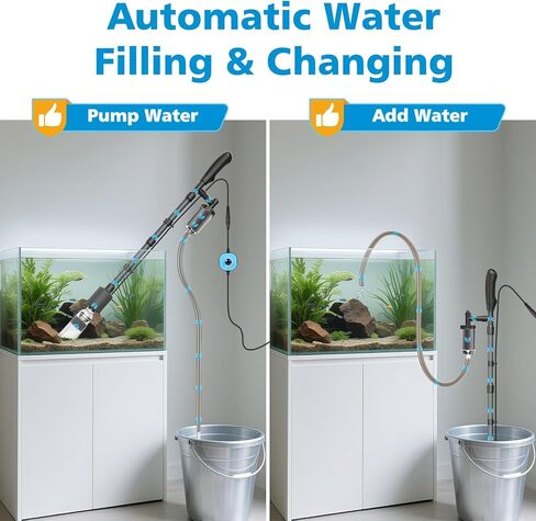 fishkeeper Electric Aquarium Gravel Cleaner, 6 in 1 Automatic Fish Tank Cleaning Tools Gravel Vacuum for Aquarium, Suitable for Water Change Wash Sand Water Circulation Adjustable Flow (25W, 265GPH) in Kuwait