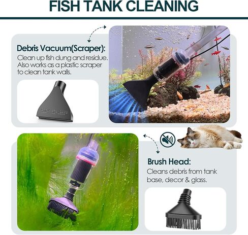 hygger Electric Aquarium Gravel Cleaner, 528GPH Fish Tank Vacuum, 5-in-1 Automatic Sand Washer Water Changer Cleaning Kit for Freshwater Saltwater, Adjustable Length Handle Tube,Hose, Clamp in Kuwait