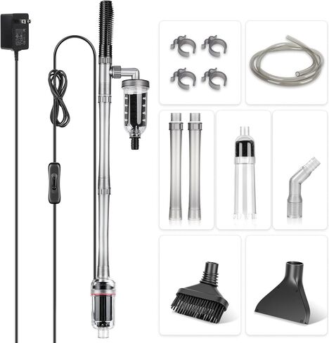 hygger Electric Aquarium Gravel Cleaner, 528GPH Fish Tank Vacuum, 5-in-1 Automatic Sand Washer Water Changer Cleaning Kit for Freshwater Saltwater, Adjustable Length Handle Tube,Hose, Clamp in Kuwait