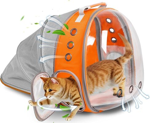 Expandable Cat Backpack Carrier, Breathable Clear Bubble Window Pet Carrier for Small Dogs and Cats up to 12 lbs, Airline Approved Travel Bag for Hiking and Outdoor Use (Back Expandable-Purple) in Saudi Arabia