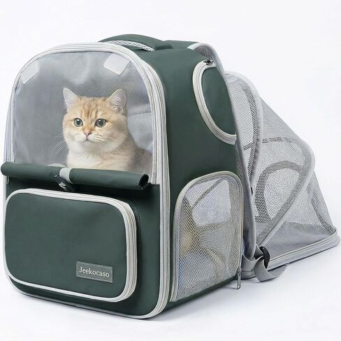 Cat Backpack Carrier Expandable, Breathable Mesh & Lockable Zippers & Shaded Curtains & Multi-Entry, Pet Backpack for Kitty Puppy Small Dogs Up to 18lbs for Travel, Hiking, Car, Vet(Light Grey) in Kuwait