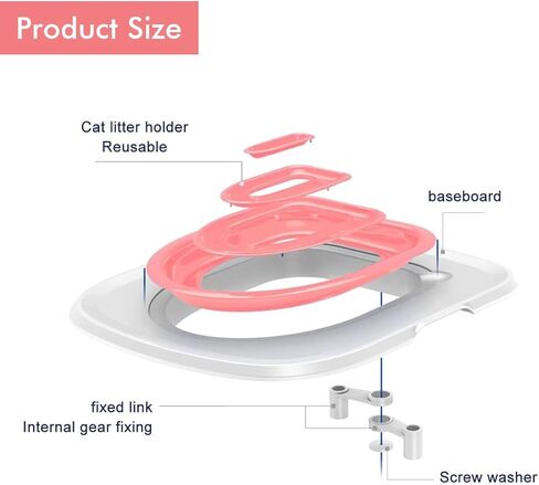 TROUVAILLE Cat Toilet Seat Training Kit, Cat Toilet Training System with Inner Support, Teach Cat to Use Toilet, Reusable Cat Toilet Trainer for Home Pet Shop, Pink in Kuwait