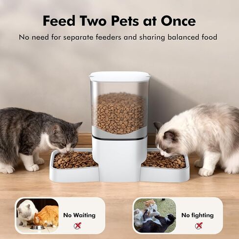 Automatic Cat Feeder for 2 Cats, 6L/25 Cup Large Capacity WiFi Pet Feeder with 2 Stainless Steel Bowls, Dual Power Supply, APP Control, 10s Voice Recorder, Timed Dry Food Dispenser for Multiple Pets in Kuwait