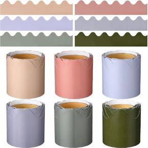 6 Rolls Scalloped Bulletin Board Borders Bulletin Board Decorations Rolled Bulletin Board Trim for Bulletin Boards, Desks, Lockers, Classroom Decor, 2.28 Inch x 16.4 Feet, 6 Colors