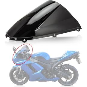Windshield Windscreen Double Bubble for Ninja ZX6R 636 2005-2008 and for ZX10R 2006-2007 (Black)
