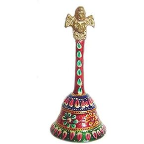Pure Brass Dinner Bell Decorated Indian Handicraft Article Pooja Bell, Puja Bell, Christmas Bell Xmas Ornament