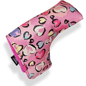 Headcovers 460 CC Driver Head Cover, Fairway Wood, Utility Wood, Putter Cover, Pink Hearts Design, Great Golf Gift Idea