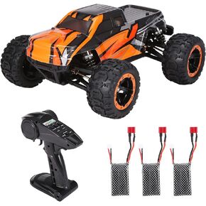16889A Pro RC Cars, 1:16 Scale Remote Control Car, 4WD 45KM/H High Speed Brushless Motor RC Truck, 2.4GHz All Terrains Off-Road Electric Toy Vehicle with 3 Batteries for Kids and Adults