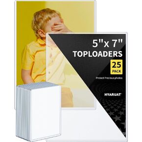 5x7 Toploader - Clear Rigid Photo Protectors for Your Precious Memories - Durable Hard Plastic Sleeves, 25 Pack